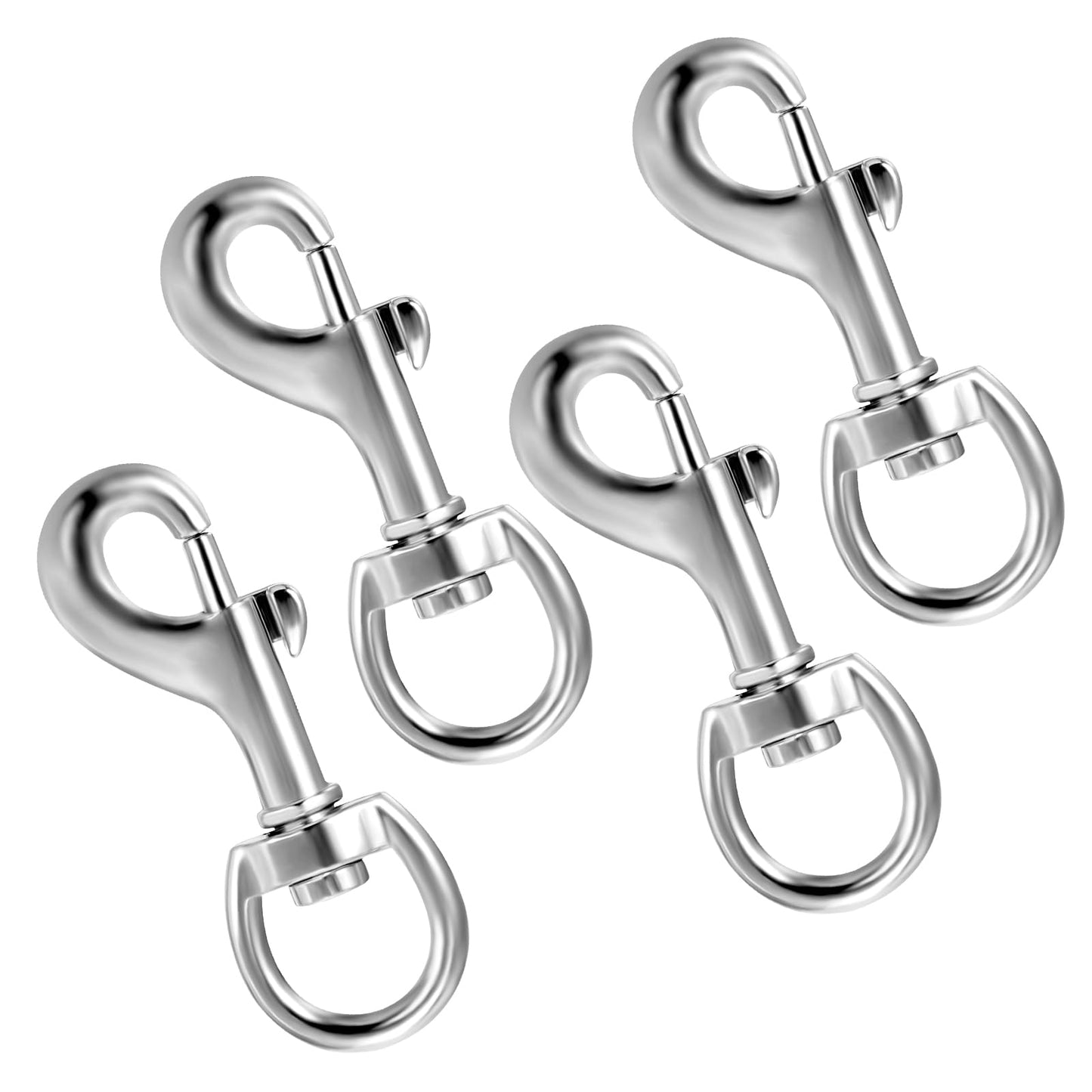 Yuanchu Carabiner Hook with Swivel Joint, Pack of 4 72 mm Bolt Carabiner for Dog Lead, Stainless Steel Carabiner for Dog Collar, Multifunction Key Carabiner, Flag Pole Clips