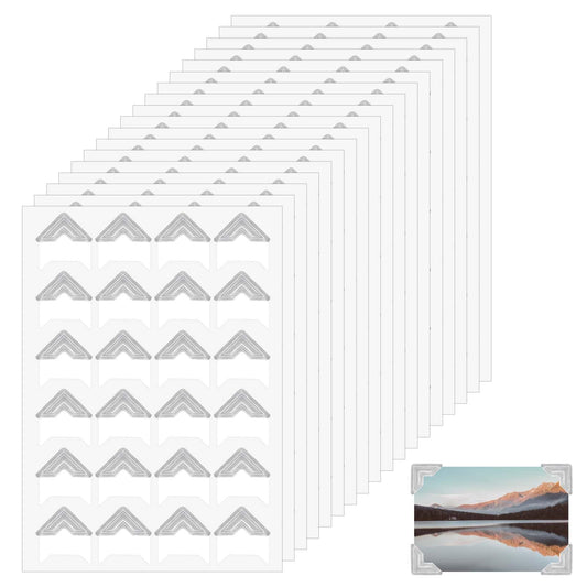 Giantree 432 Pcs Photo Corners, Self-Adhesive Photo Corner Stickers for Scrapbooking, 18 Sheets Photo Mounting Corners Picture Corners for DIY Scrapbook Photo Album Notebook(Silver)