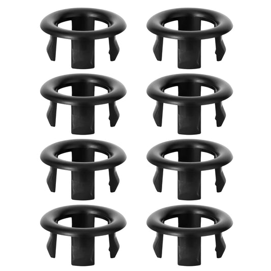 Amabro 8PCS Sink Overflow Ring, Sink Basin Overflow Trim Ring Cover Electroplating Trim Overflow Drain Cover Round Hole Insert Cap Bathroom Kitchen Vanity(Black)