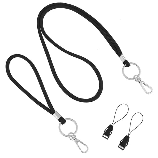 Giantree Lanyard Key Chain Set, 2 Pieces personalized Lanyard Short and Long Lanyard Casual Lanyard Key Chain Band with Ring for Keys, ID, Mobile Phone, Camera, Lanyard(Black)