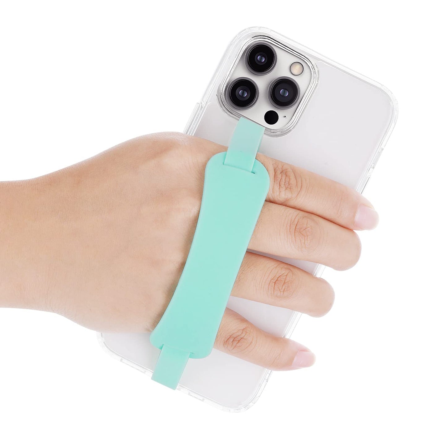 Giantree Phone Grip Holder, Universal Silicone Phone Finger Grip with Elastic Phone Finger Strap Stand Compatible with Smart Phones (Silicone Green L)