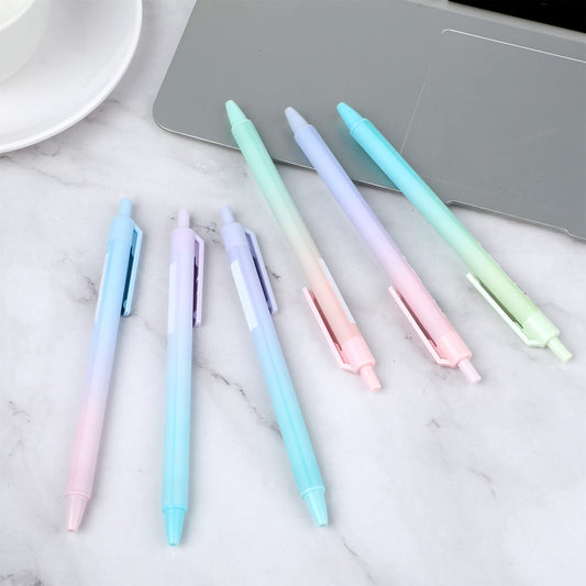 Giantree Cute Gel Pens, 0.5mm Retractable Gel Ink Pens Black Ink Smooth Writing Quick-drying Pens for School Office Supplies(Gradient-6Pcs)