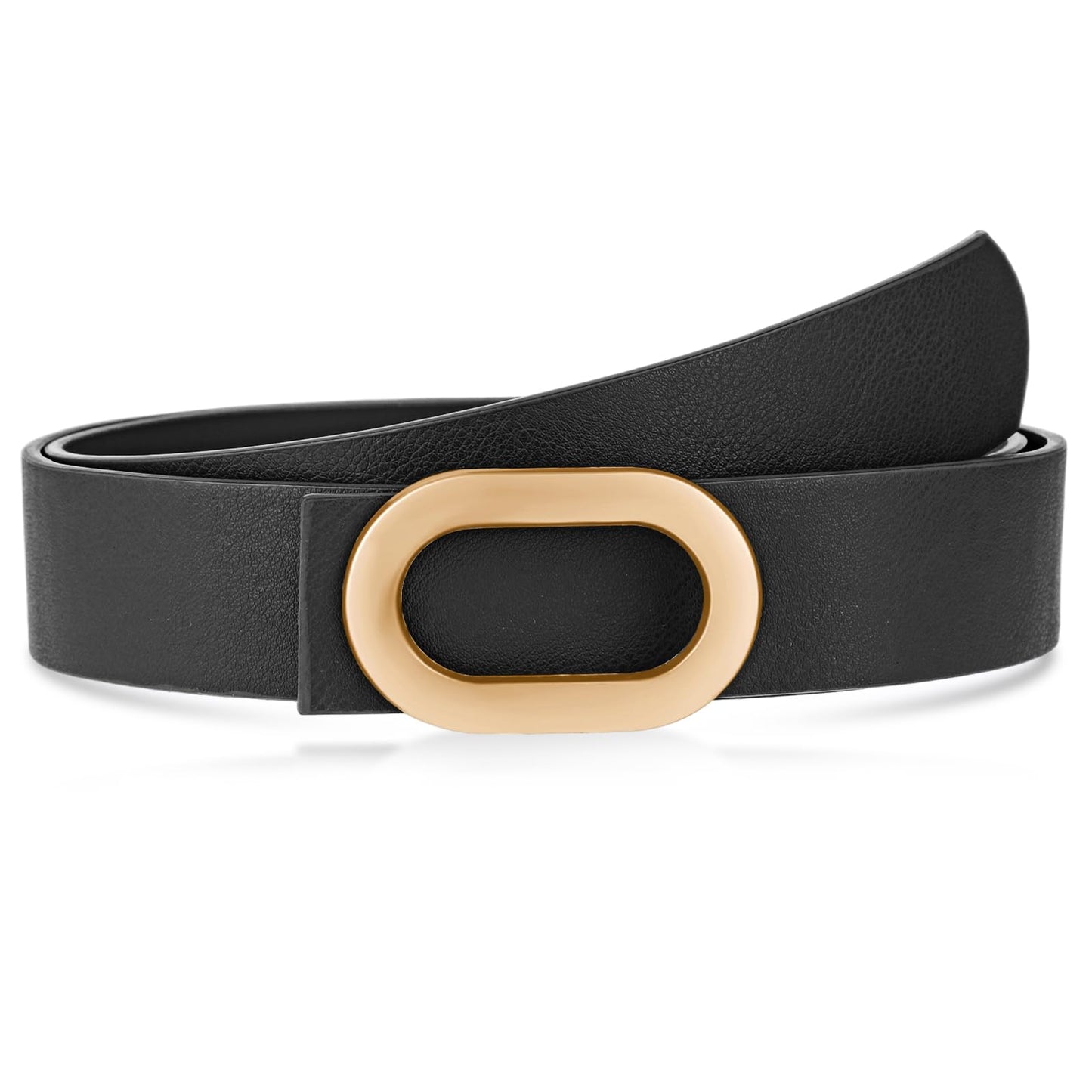 Amaxiu Women PU Leather Belt, Vintage Adjustable Waist Belt Ladies Dress Belts with Gold Buckle for Pants Jeans Dress(black)