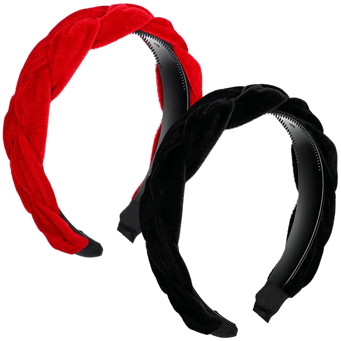 WJIAAA Pack of 2 Women's Velvet Headband Wide Hair Band, Wide Hair Band, Vintage Padded Headband, Traditional Knotted Headband for Women Girls for Daily Use