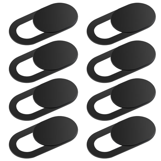 AOZUO Thin Webcam Cover Slide, 8PCS Phone Camera Cover Laptop Camera Blocker Slider Strong Adhesive Protect Privacy Security Compatible with Tablet Desktop PC Smartphones(Black)