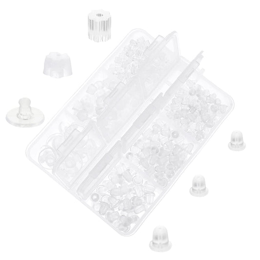 Giantree 600Pcs Silicone Earring Backs for Studs, Clear Soft Earring Backings Safe Rubber Earring Backs Replacement Kit for Fish Hook Earring Studs Hoops(Transparent A)