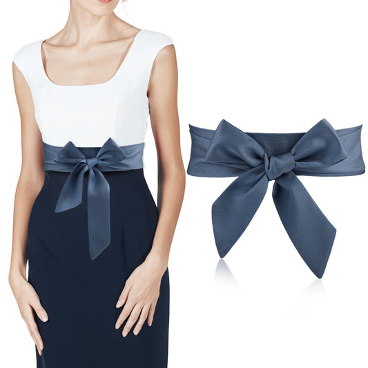 Andibro Dress Sash Belt for Women, Bridal Satin Waist Belts Ladies Ribbon Bow Accessory for Wedding Bridesmaid Bridal Belt(Grey)