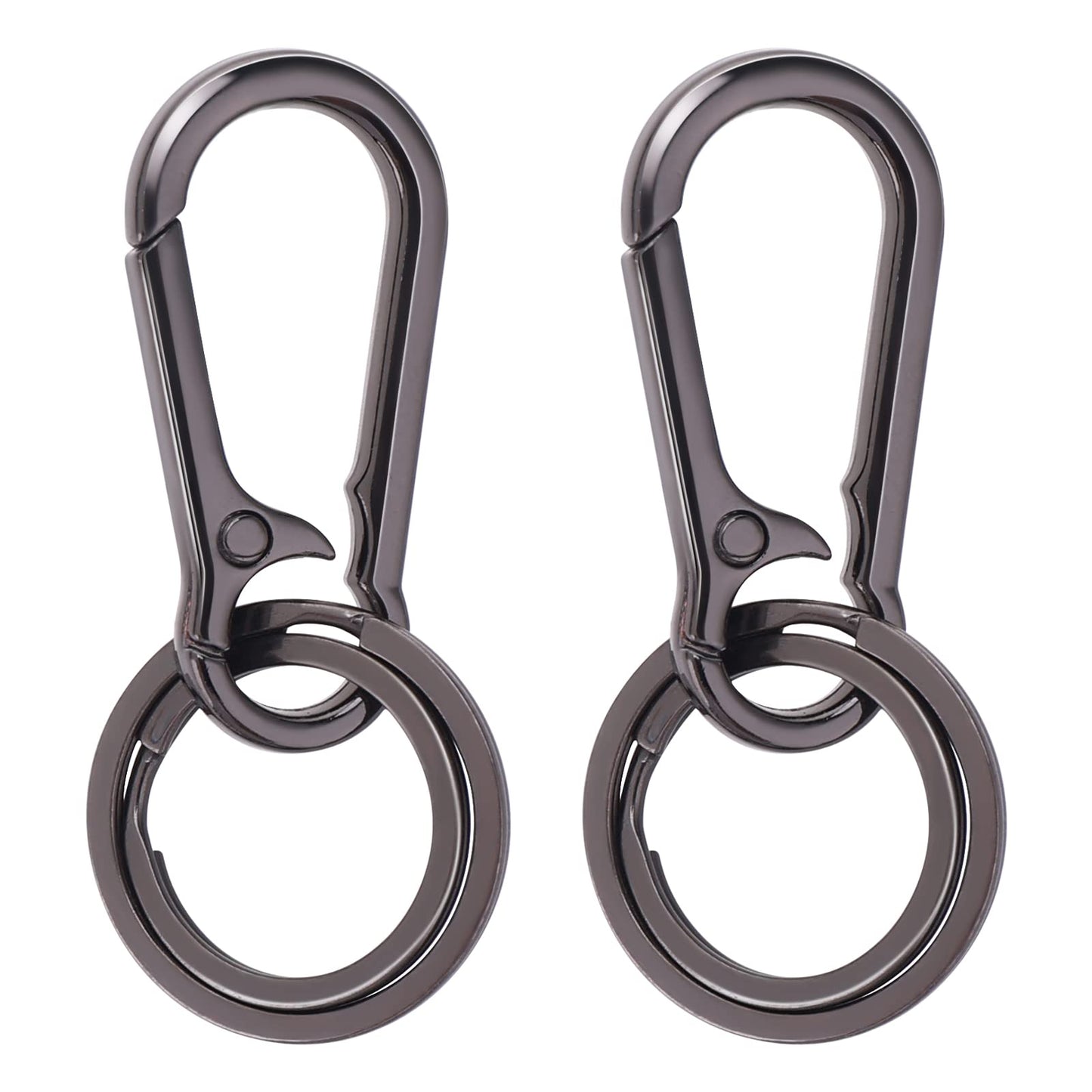 TIESOME 2Pcs Keychain with Keyring, Metal Car Key chain Carabiner Clip Heavy Duty Keychain Clips Hook Holder Organizer for Unisex(Gunmetal)