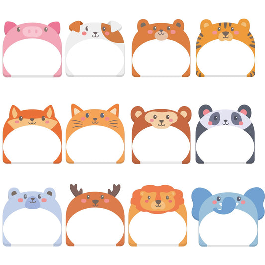 TIESOME 12 Shape Cute Animal Sticky Notes, Kawaii Self-Stick Notepads Cartoon Markers Flags Cute Sticky Memo Pads Students Home Office Gifts Tab Supplies 320 Sheets