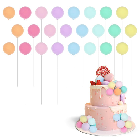 TIESOME 24Pcs Colorful Balloon Cake Decoration, Beautiful Cake Insert Topper for DIY Cupcake Toppers Mini Balloons for Birthday Party Wedding Cake Decoration(Macaron color)