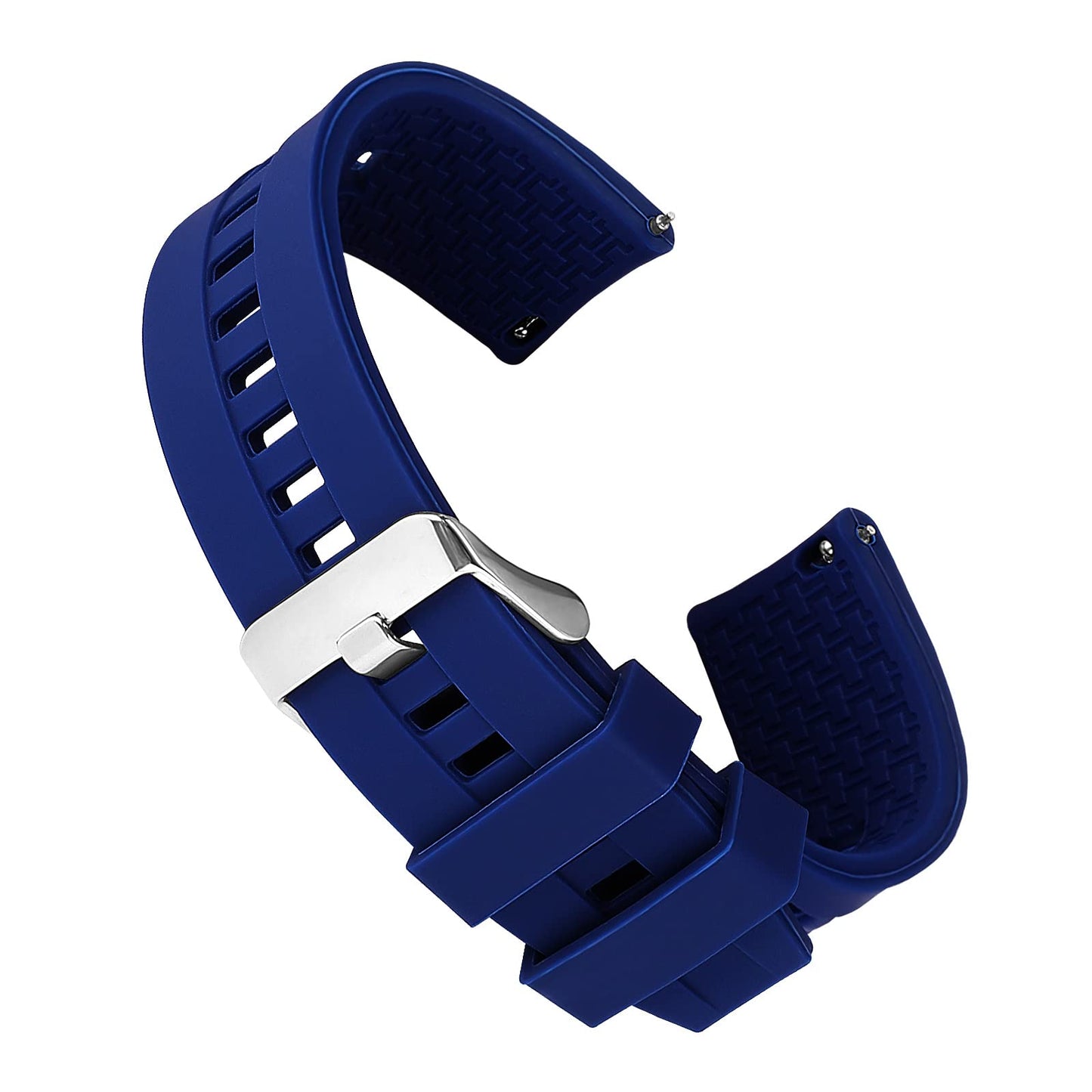 cobee Silicone Watch Bands - Quick Release - Replacement Watch Strap, Waterproof Universal Watchband with Silver Buckle for Men Women Compatible with Smart/Sport Watch Straps(20mm, Dark Blue)