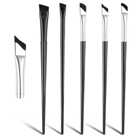 LXUEJIE 5 PCS Eyeliner Brushes Set, Black Fine Angled Eyebrow Concealer Brushes Ultra Thin Slanted Flat Angle Eye Makeup Brush Professional Beauty Cosmetic Tool for Precision Makeup Application