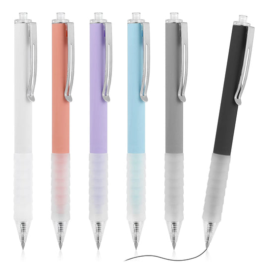 cobee Aesthetic Retractable Ballpoint Pen, 6 Pieces 0.5mm Pastel Gel Pens Cute Ball Point Pen Black Ink Rollerball Pens School Office Gift Supplies