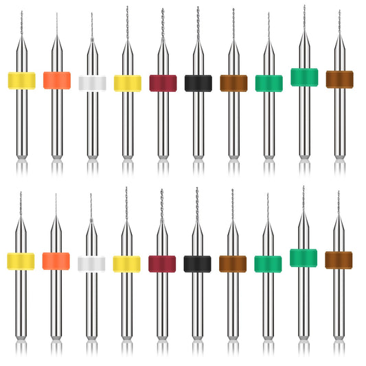 Molain 20 Pcs Micro Drill Bit Set Micro Drill Bits Tungsten Steel PCB Print Circuit Board Flute CNC Router Bits Shank for Rough Stone Jewelry Punching Engraving(0.3mm-1.2mm)