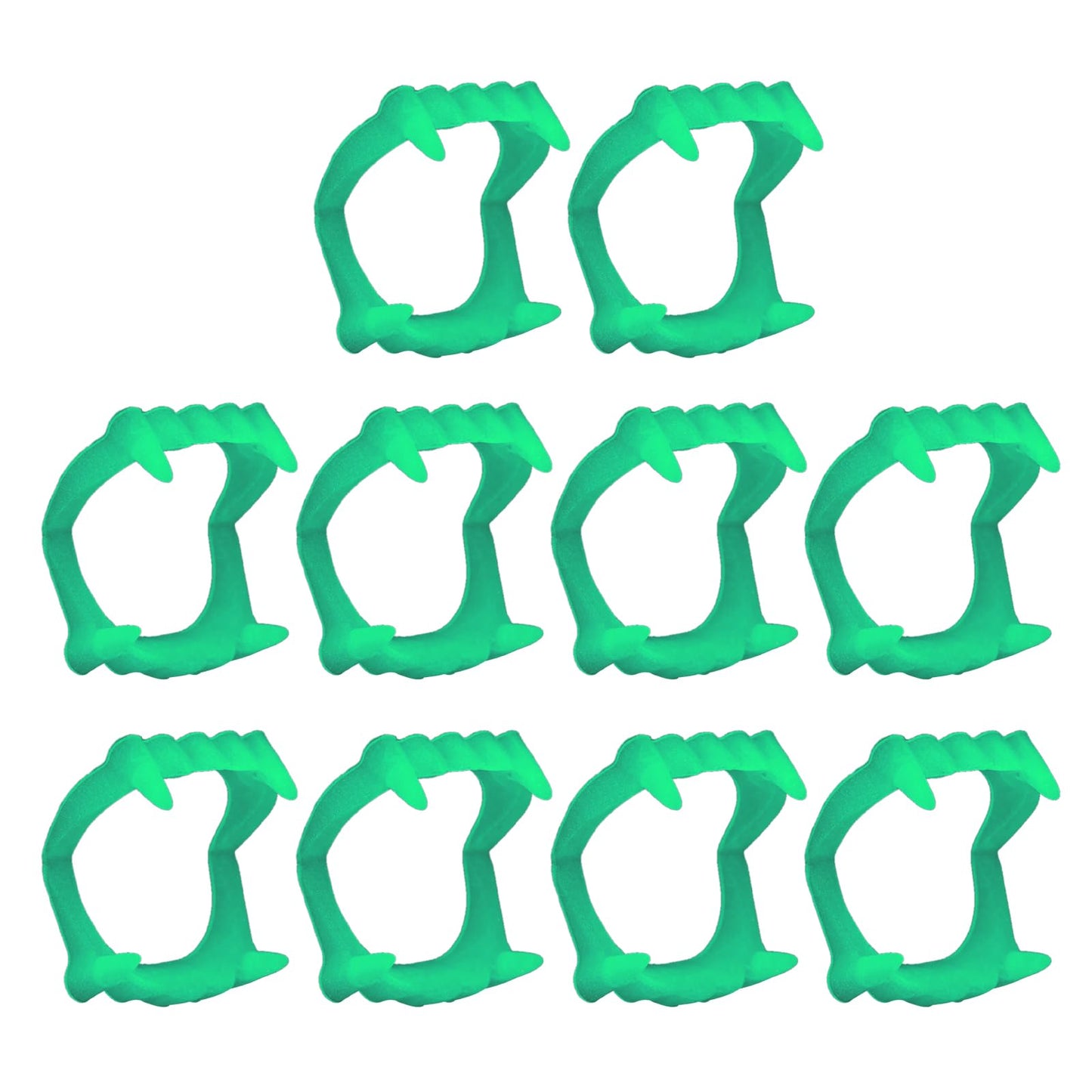 cobee Halloween Glowing Vampire Teeth, 10 Pcs Fake Vampire Fangs Glow in The Dark Halloween Vampire Teeth Fangs for Trick or Treat Halloween Cosplay Party Props Green