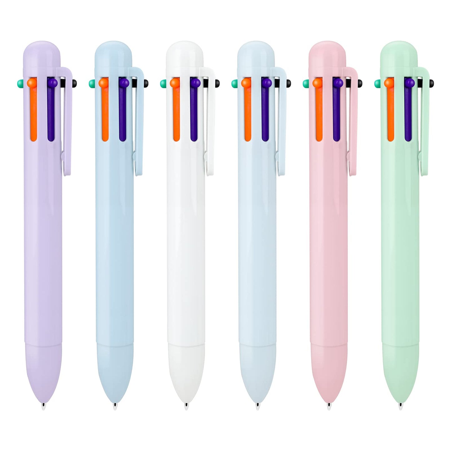 cobee 6-in-1 Multicolor Ballpoint Pen, 6 PCS 0.5 mm Retractable Ballpoint Pens 6 Color Ink Pens for Office School Students Supplies Children Gift
