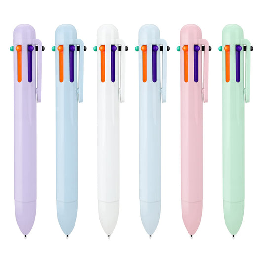 cobee 6-in-1 Multicolor Ballpoint Pen, 6 PCS 0.5 mm Retractable Ballpoint Pens 6 Color Ink Pens for Office School Students Supplies Children Gift