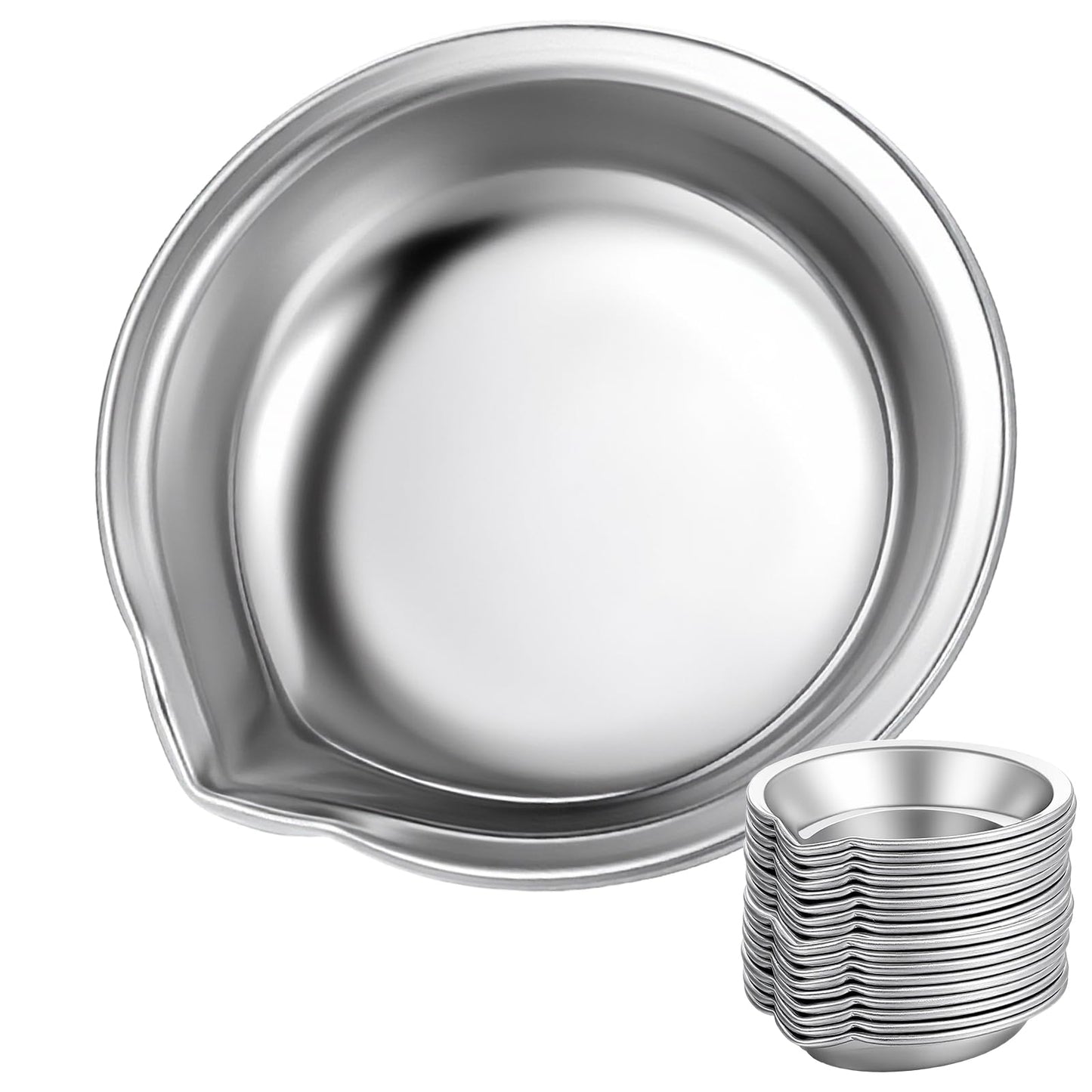 TIESOME 18 PCS Small Round Paint Trays, 2 Inch Stainless Steel Painting Color Palette Mini Watercolor with Mouth Palette Pigment Mixing Cups for Modeling Mixing of Various Pigments