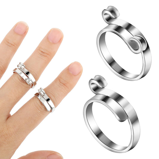 Molain 2Pcs Adjustable Crochet Ring for Fingers, Metal Silver Braided Knitting Ring for Crocheting Knitting DIY Knitting Craft Accessories