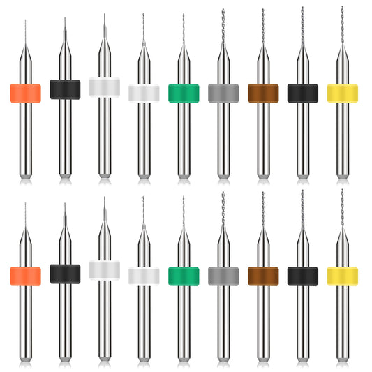 Molain 20 Pcs Micro Drill Bit Set Micro Drill Bits Tungsten Steel PCB Print Circuit Board Flute CNC Router Bits Shank for Rough Stone Jewelry Punching Engraving(0.1mm-1mm)