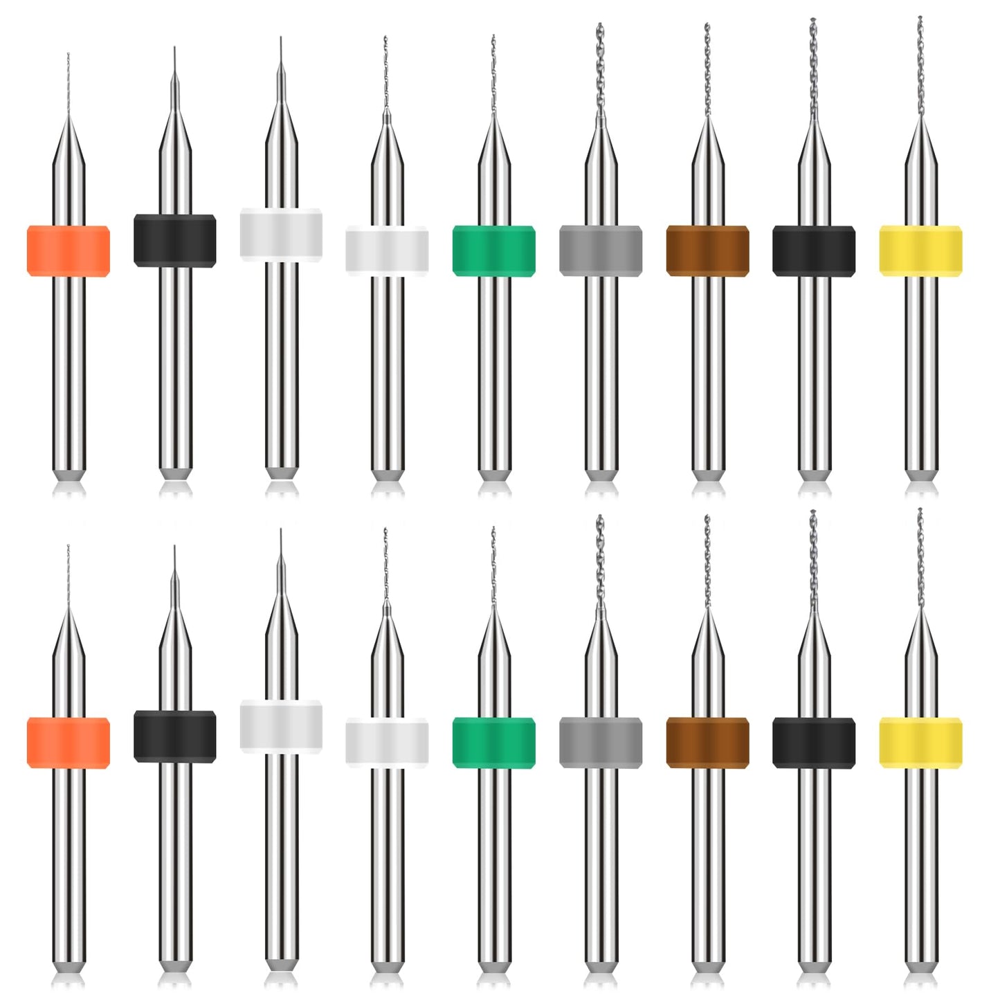 Molain 20 Pcs Micro Drill Bit Set Micro Drill Bits Tungsten Steel PCB Print Circuit Board Flute CNC Router Bits Shank for Rough Stone Jewelry Punching Engraving(0.1mm-1mm)