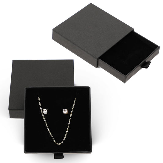 Molain 2Pack Jewelry Gift Boxes Cardboard Jewelry Box, 3.15x3.15x0.79 in Small Gift Boxes Jewelry Display Organizers for Bracelets Earrings Necklaces Jewelry Gift Storage(Black)