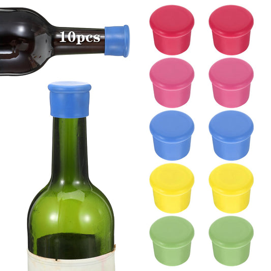 AOZUO Pack of 10 Silicone Bottle Stoppers, Universal Bottle Stoppers, Beer Bottle Stoppers, Beer Savers for Wine, Beer, Wine Bottles