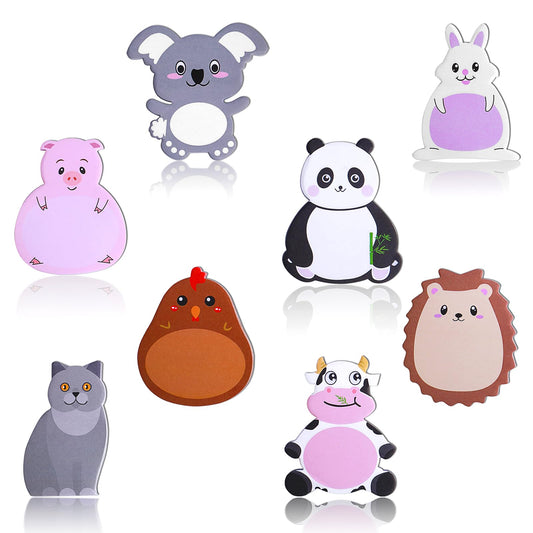 Amaxiu 8 Pack Cute Sticky Notes, 240 Sheets Cartoon Animal Self Stick Notepads Kawaii Memo Notes Pad Markers Flags Tab for School Office Gifts Tab Supplies