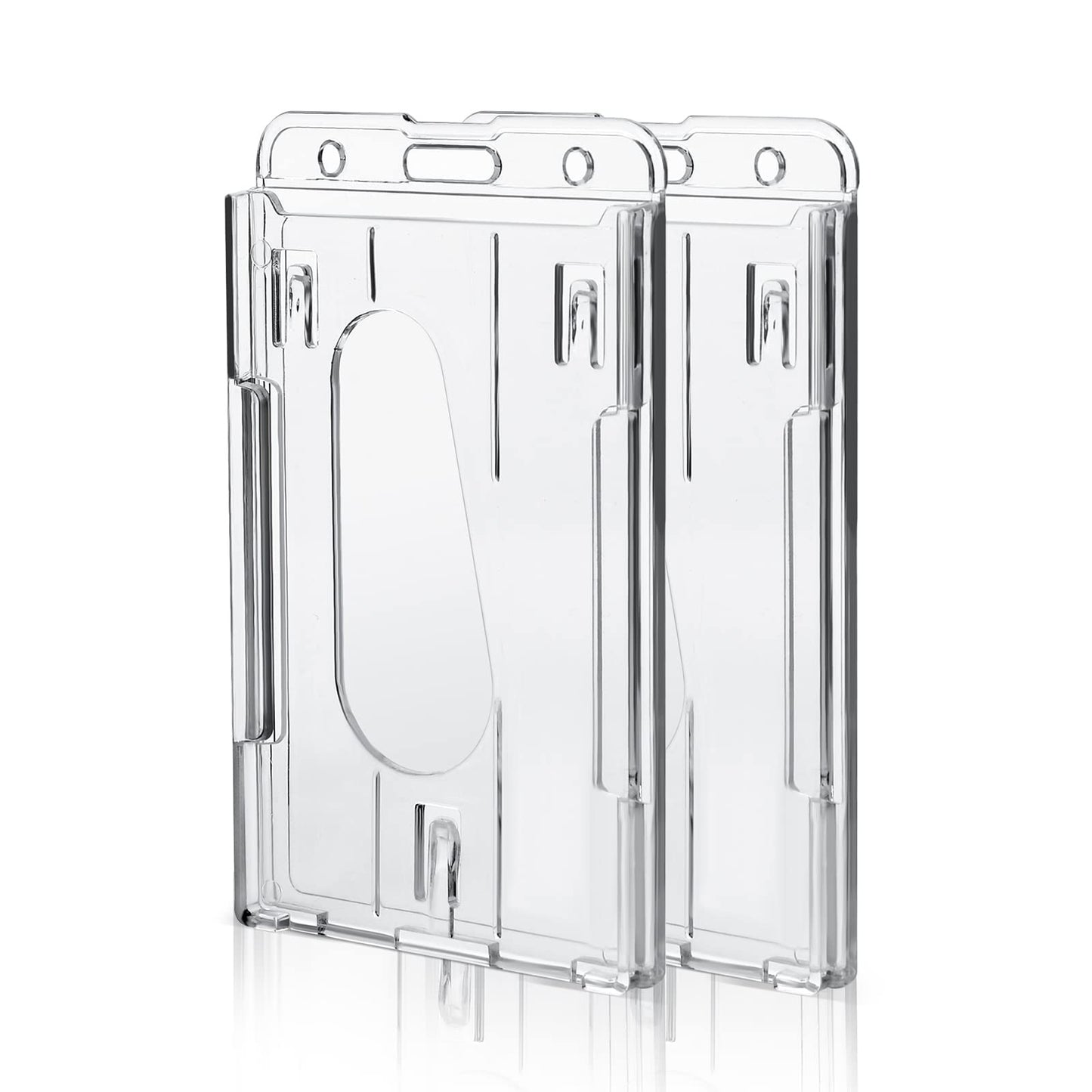 Cobee Heavy Duty Badge Holders, 2 Pieces Hard Plastic ID Credit Card Protector Thumb Slot Transparent Card Case