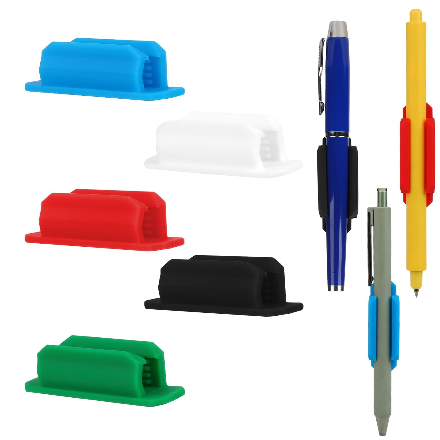 simarro Pencil Holder Clips, 5/10Pcs Self-Adhesive Silicone Pen Holder Clip for Desk Fridge Whiteboard Board Erase Bulletin Board Paint Brush Stick Marking Pen(5Pcs Color)