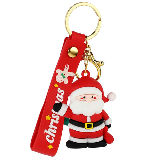 Amaxiu Christmas Keychain, Cute Santa Claus PVC Key Chain Cartoon Xmas Theme Silicone Wristlet Keyring for Girls Women Handbag Schoolbag Pendant Party Decoration (Santa Claus)