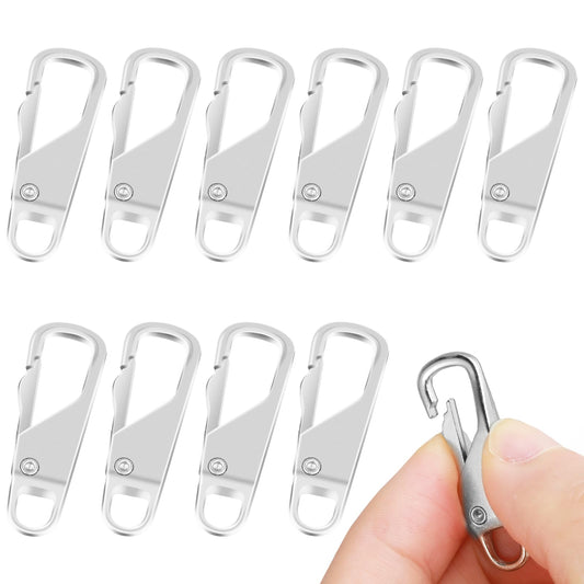 cobee 10 PCS Metal Zipper Pulls Replacement, Detachable Zipper Pull Tabs Easy Grip Zipper Puller Sturdy Zipper Fixer for Suitcase Luggage Clothing Backpacks Boots (Sliver)