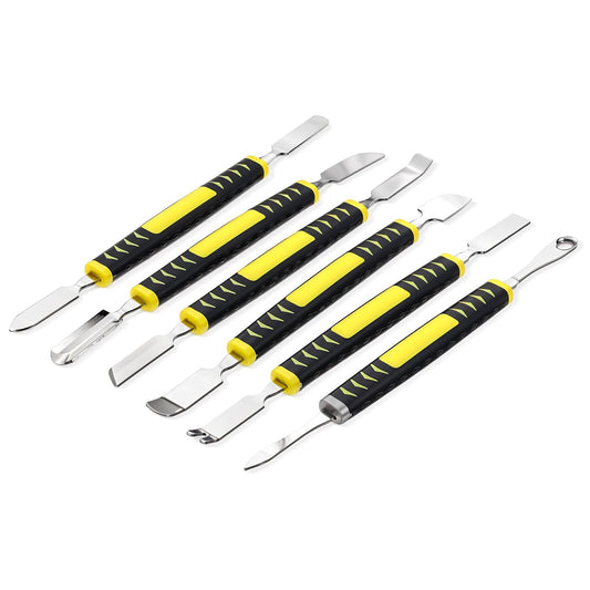HJZHII 6PCS Dual Ends Metal Spudger, Professional Electronics Repair Opening Tool Anti-Static Opening Pry Tool Repair Kit Non-Abrasive Pry Tool Kit for Phone Laptops Computer Tablet