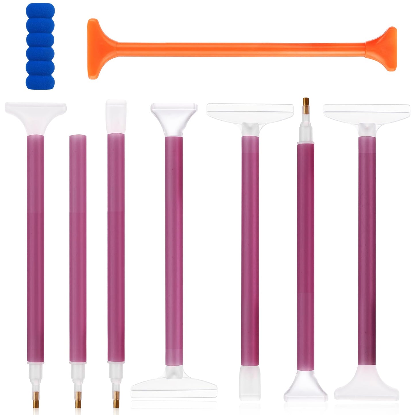 8 Pcs Diamond Paint Pens 5D DIY Diamond Embroidery Pen Diamond Paint Tools Pen Drawing Point Drill Pen Diamond Art Tools Pen with Rubber Sleeve Correction Pen for Diamond Crafts (Purple)