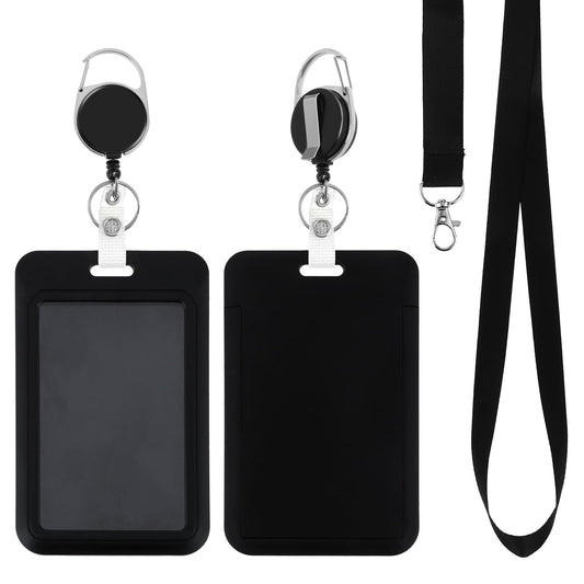 Amaxiu Sliding Badge Holders with 31.5 Retractable Badge Reel Heavy Duty Lanyard Carabiner Clip Key Ring Card Protector for ID Credit Cards Proximity Key Cards Drivers Licenses Passes