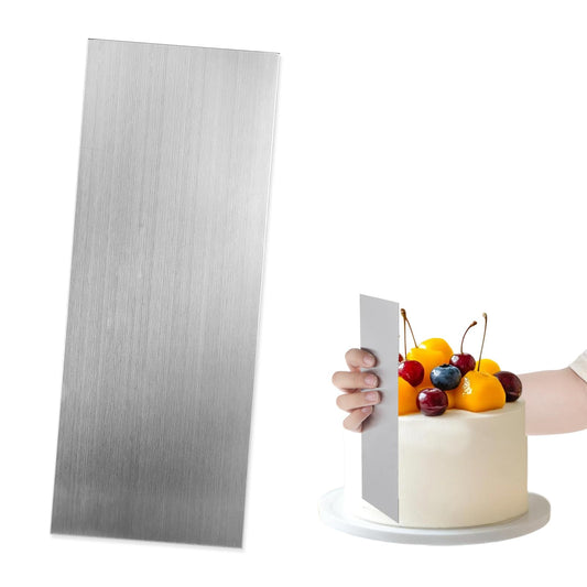 MBAIYO Cake Scraper Stainless Steel Cake Spatula, 22 x 7.8 cm Cake Scraper Cake Smooth Scraper Side Scraper Cake Smoother Cake Decorating Comb Cake Scraper for Buttercream Mousse DIY Tool