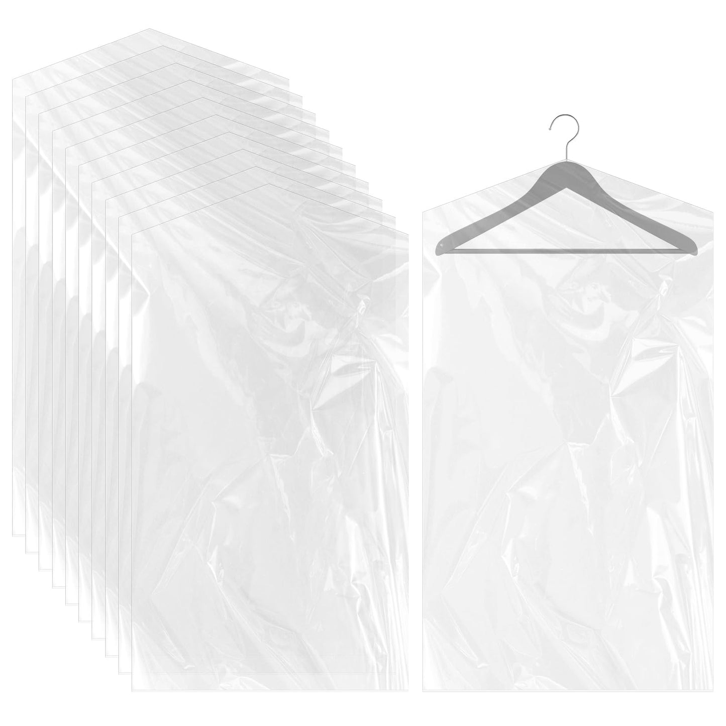 Molain 24 Pack Garment Bags for Hanging Clothes, Plastic Garment Bags Clear Clothes Covers for Closet Storage, Dry Cleaner Bags Hanging Dust-proof Garment Bags for Dry Cleaner Home Storage(60x120cm)