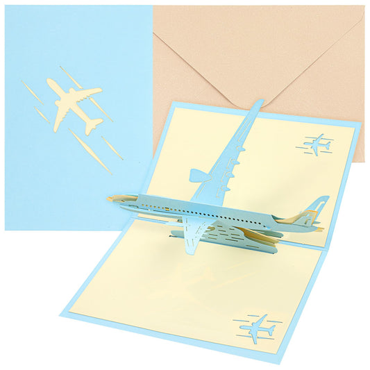 Andibro Airplane Airplane Pop Up Birthday Card, 3D Jet Aircraft Birthday Graduation Greeting Card with Envelope Aviation Popup Card for Travel Father’s Day Bon Voyage Gift