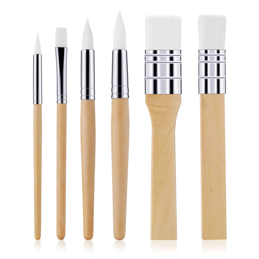 cobee 6 Pieces Paint Brush Set, Wooden Artist Brushes for Acrylic Painting, Oil Watercolor Canvas Boards Rock Body Face Nail Art, High-grade Wood Handle, Nontoxic, Durable