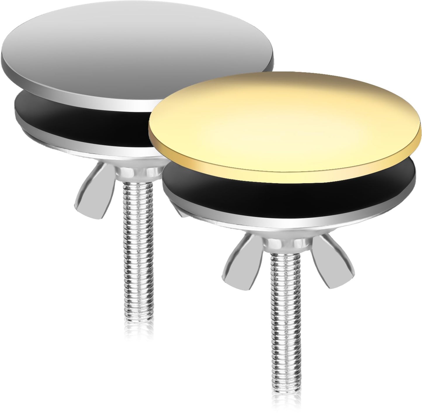 simarro 2Pcs 2 Inch Sink Hole Covers, Stainless Steel Kitchen Washbasin Leak-proof Sink Tap Hole Plug Universal Sink Hole Cap for Home School Office(Gold+Silver)