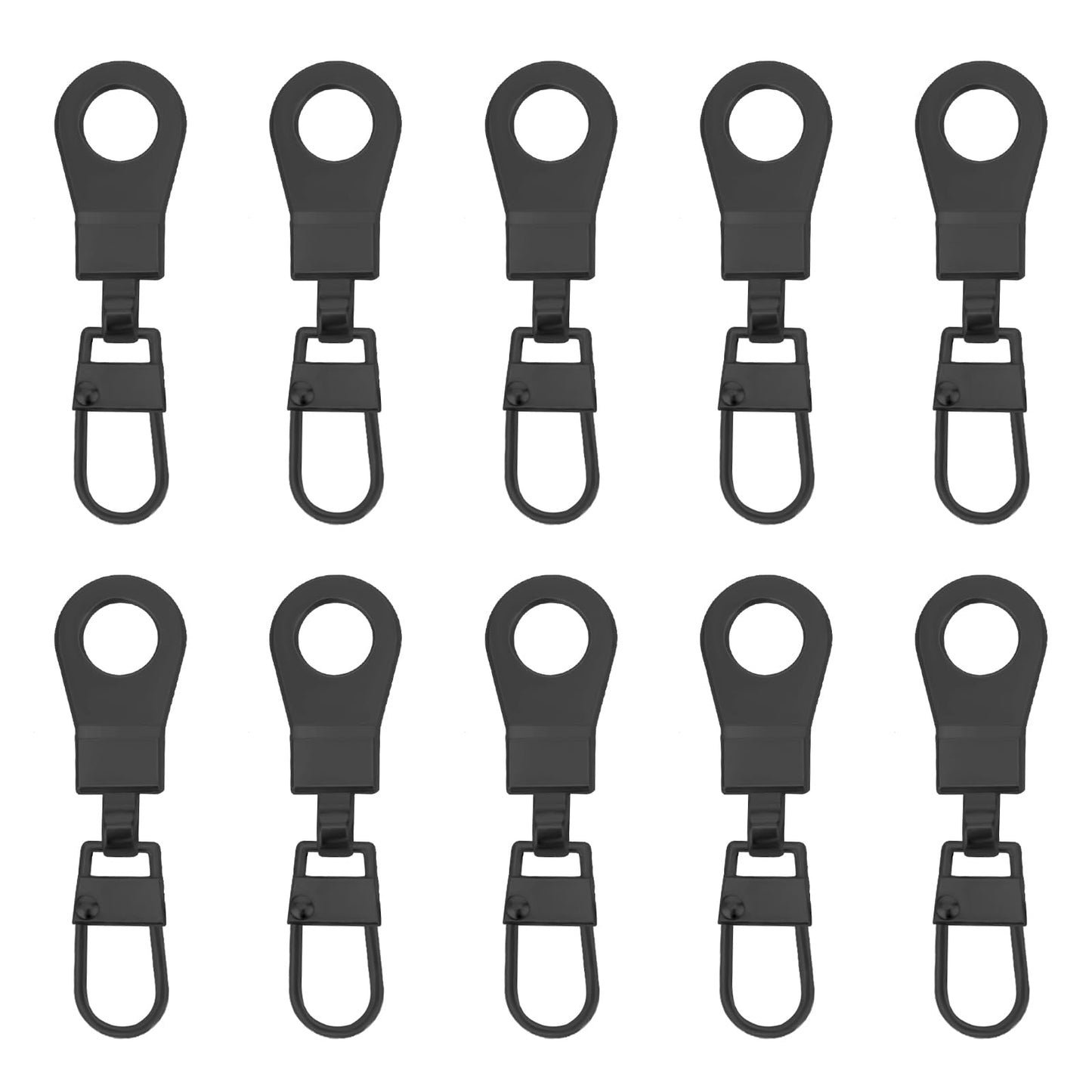 Amaxiu 10pcs Zipper Pull Replacement Slider, Detachable Zipper Pull Mend Tab for Small Holes Universal Zipper Repair Kit(Black)