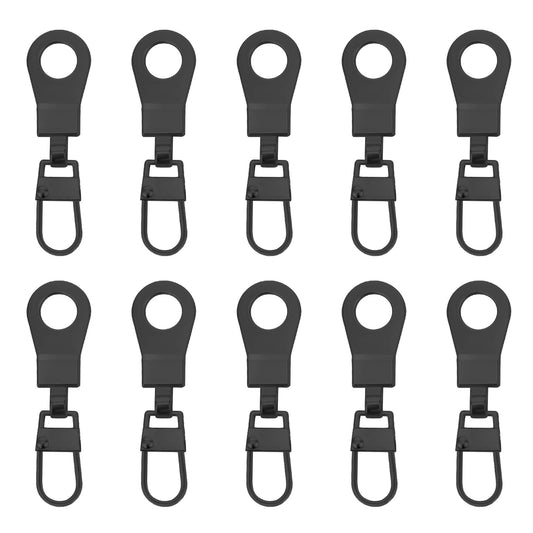 Amaxiu 10pcs Zipper Pull Replacement Slider, Detachable Zipper Pull Mend Tab for Small Holes Universal Zipper Repair Kit(Black)