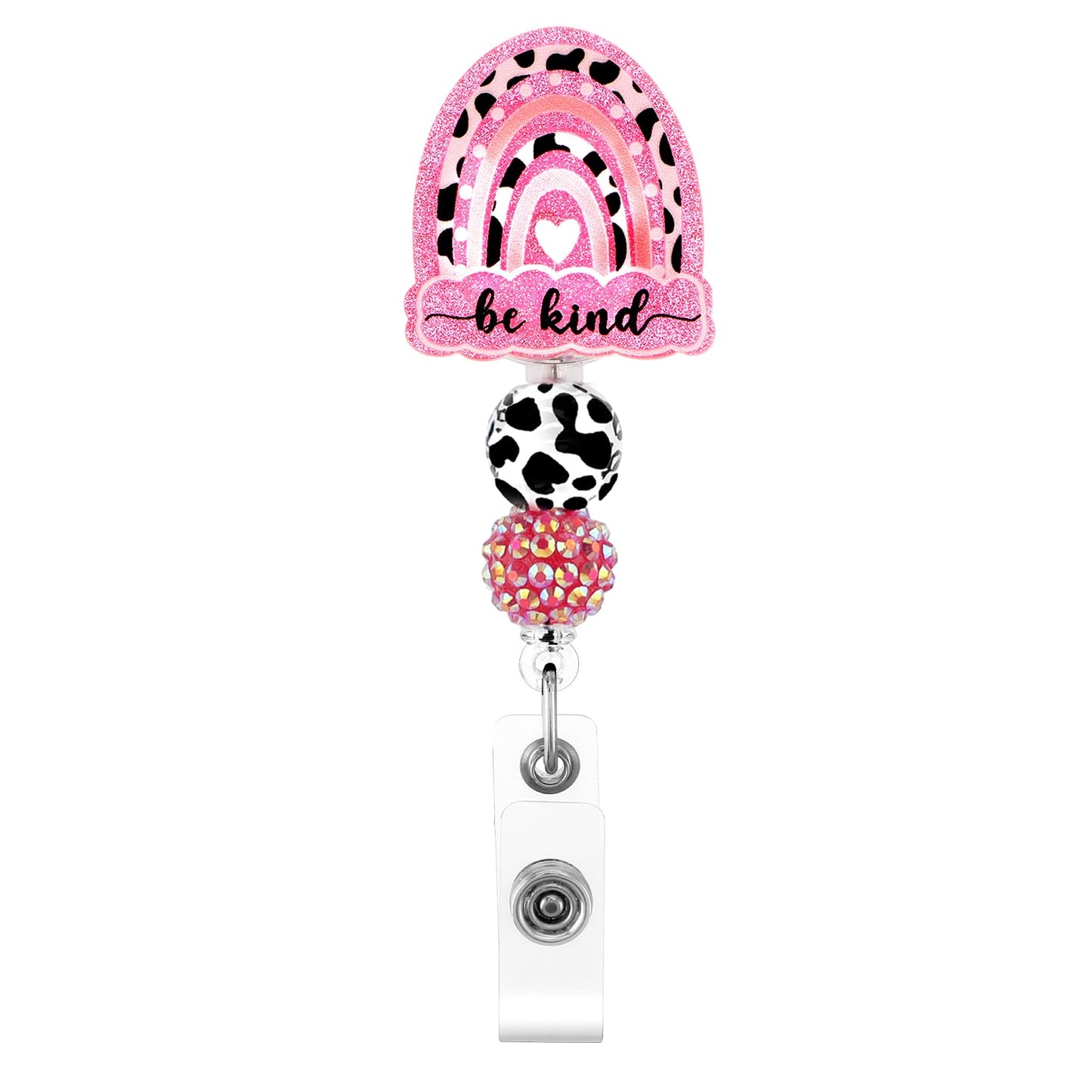 TIESOME Cute Badge Reel, Rainbow Nurse Badge Reel Holder, Retractable Badge Reels with Alligator Clip Kawaii Shinny Badge Accessories Funny Heavy Duty Badge Clips for Nursing Student Women(Rainbow)