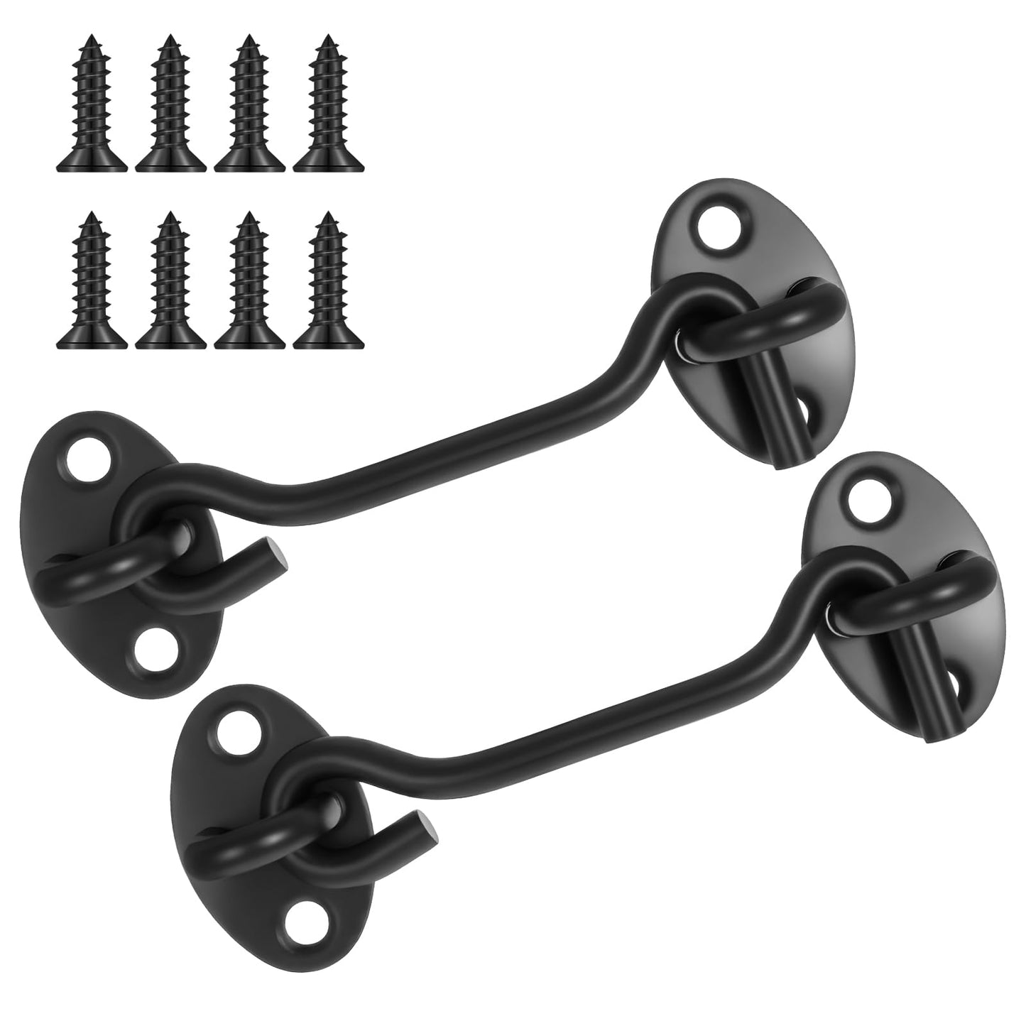 LXUEJIE 2 Pack Barn Door Latch Lock, 6" Solid Thicken Stainless Steel Hook Eye Latch with Screws Rust-Resistant Heavy Duty Metal Gate Latch for Sliding Door Bedroom Outdoor Window Cabinet Bathroom