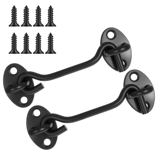 LXUEJIE 2 Pack Barn Door Latch Lock, 6" Solid Thicken Stainless Steel Hook Eye Latch with Screws Rust-Resistant Heavy Duty Metal Gate Latch for Sliding Door Bedroom Outdoor Window Cabinet Bathroom