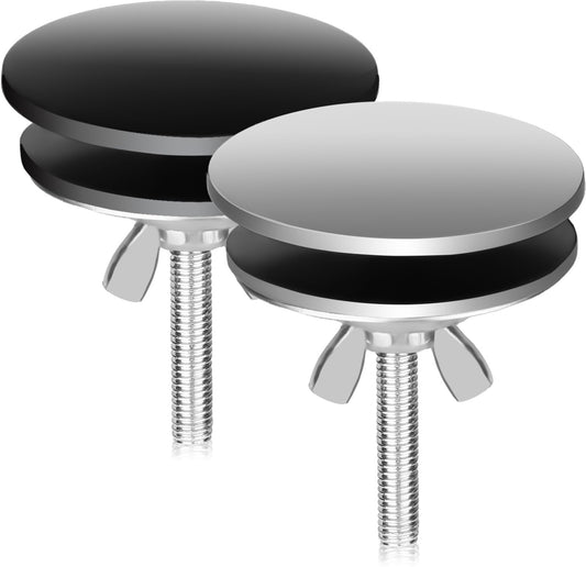 simarro 2Pcs 2 Inch Sink Hole Covers, Stainless Steel Kitchen Washbasin Leak-proof Sink Tap Hole Plug Universal Sink Hole Cap for Home School Office(Silver+Black)