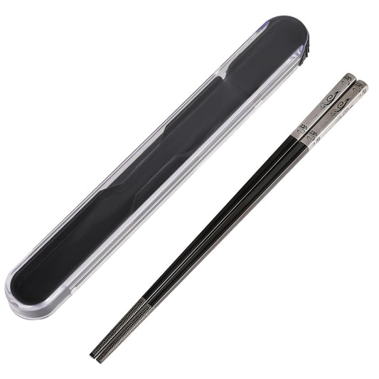 Molain 1 Pair Metal Chopsticks Reusable, Portable Chopsticks with Pull Design Case, Stainless Steel Chopstick with Titanium Plated for School, Home, Office, Outdoor, Bento Box Use, Dishwasher Safe
