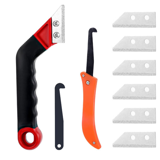 MBAIYO Pack of 8 Tile Grout Scrapers, Tile Grout Removal, Tile Joint Hand Saw, Angled Joint Cleaner with 6 Replacement Blades, Grout Remover Tool for Cleaning, Floor Tiles, Bathroom, Kitchen