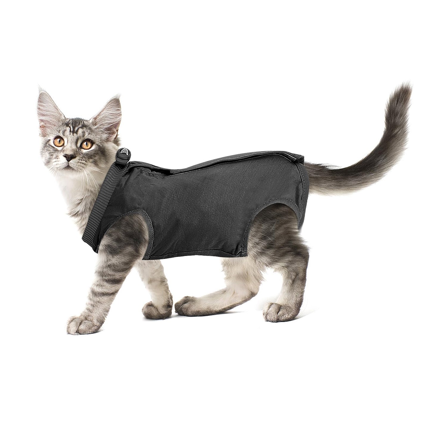 cobee Cat Professional Recovery Suit for Abdominal Wounds or Skin Diseases, Kitten Surgery Recovery Suit E-Collar Alternative for Cats After Surgery Wear Pajama Suit (S Size, Gray)