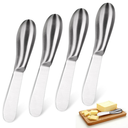 Giantree 4Pcs Stainless Steel Butter Knife Cheese Spreader Knife, Butter Spreader Knives Easy Spread with Ergonomic Handle Cheese Knives Butter Knife Spreader for Cheese Cold Butter Jam Pastry Making